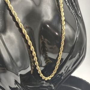 18k Gold Plated Diamond Cut Necklace Rope Chain 4mm. Valentines Birthday Gift